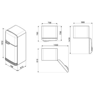 Холодильник двухкамерный Smeg FAB50RCR